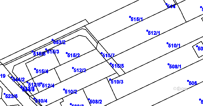 Parcela st. 515/7 v KÚ Mokrá Hora, Katastrální mapa