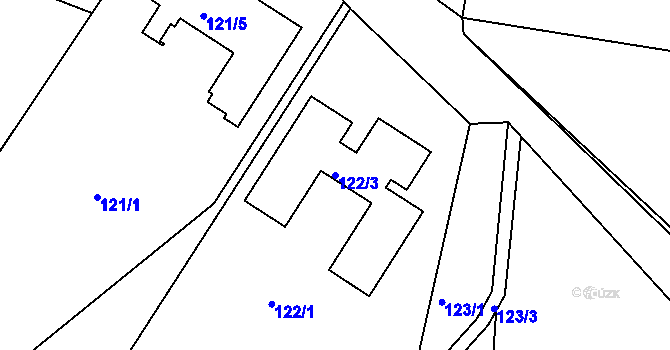 Parcela st. 122/3 v KÚ Mokrá Hora, Katastrální mapa