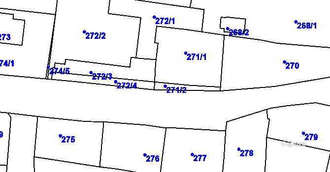 Parcela st. 271/2 v KÚ Mokrá Hora, Katastrální mapa