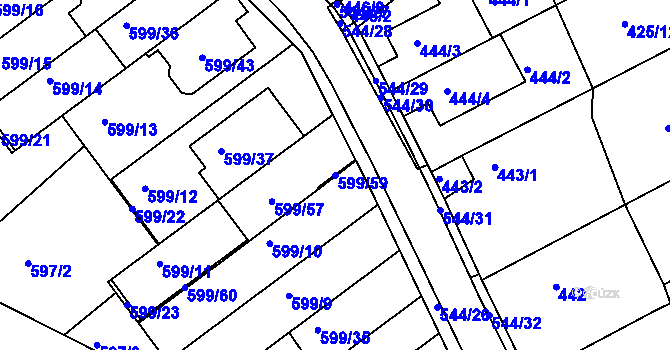 Parcela st. 599/59 v KÚ Mokrá Hora, Katastrální mapa