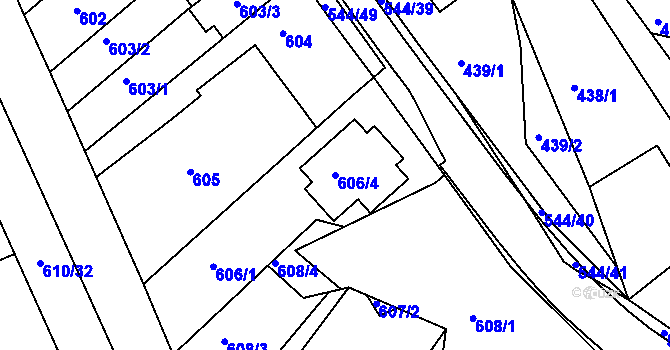 Parcela st. 606/4 v KÚ Mokrá Hora, Katastrální mapa
