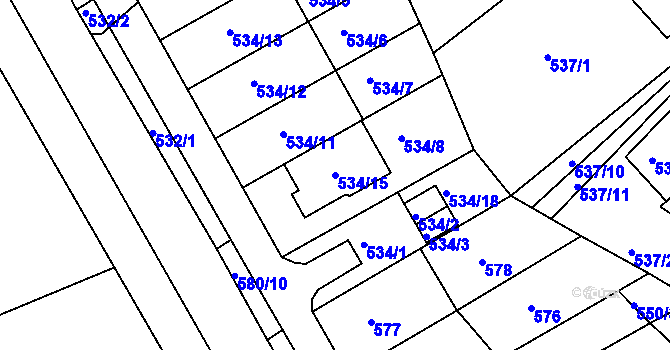 Parcela st. 534/15 v KÚ Mokrá Hora, Katastrální mapa