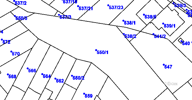 Parcela st. 550/1 v KÚ Mokrá Hora, Katastrální mapa