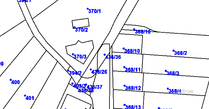 Parcela st. 436/36 v KÚ Mokrá Hora, Katastrální mapa