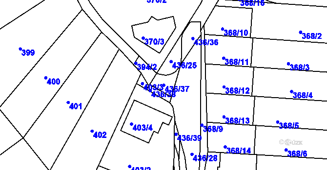Parcela st. 436/37 v KÚ Mokrá Hora, Katastrální mapa