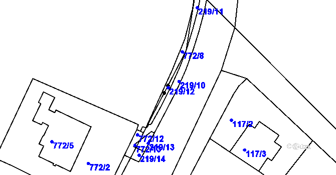 Parcela st. 219/12 v KÚ Mokrá Hora, Katastrální mapa