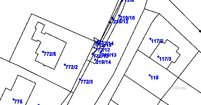 Parcela st. 219/13 v KÚ Mokrá Hora, Katastrální mapa