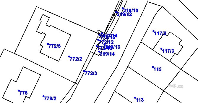 Parcela st. 219/14 v KÚ Mokrá Hora, Katastrální mapa