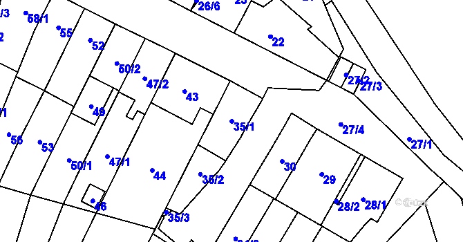 Parcela st. 35/1 v KÚ Medlánky, Katastrální mapa