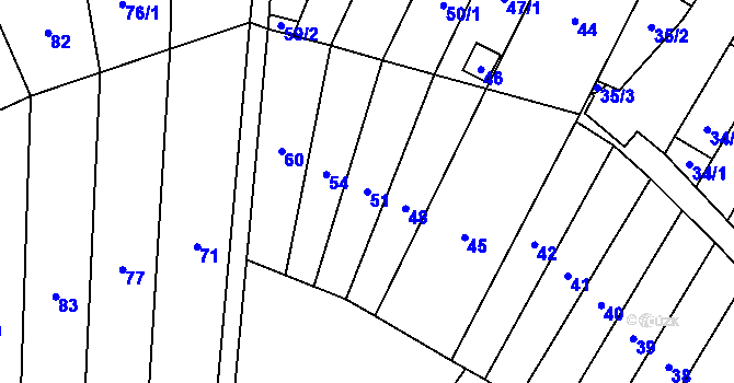 Parcela st. 51 v KÚ Medlánky, Katastrální mapa