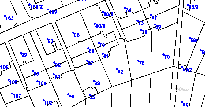 Parcela st. 81 v KÚ Medlánky, Katastrální mapa