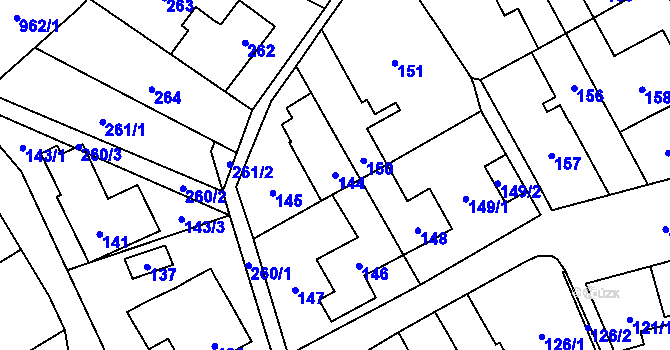 Parcela st. 144 v KÚ Medlánky, Katastrální mapa