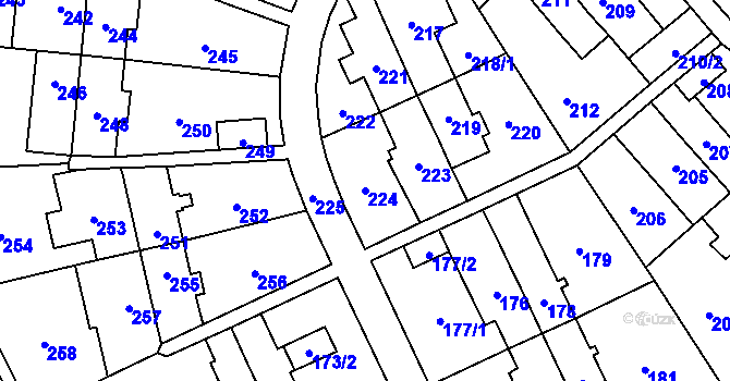 Parcela st. 224 v KÚ Medlánky, Katastrální mapa