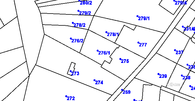 Parcela st. 276/1 v KÚ Medlánky, Katastrální mapa