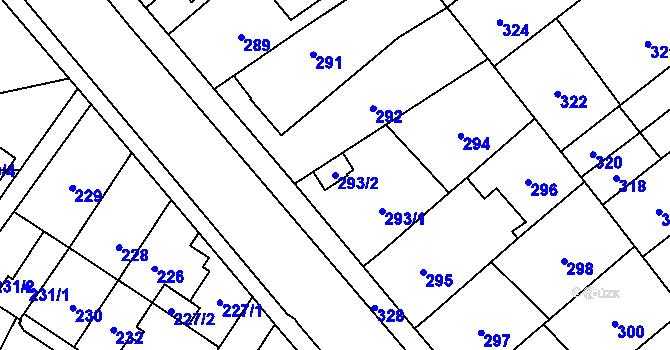 Parcela st. 293/2 v KÚ Medlánky, Katastrální mapa
