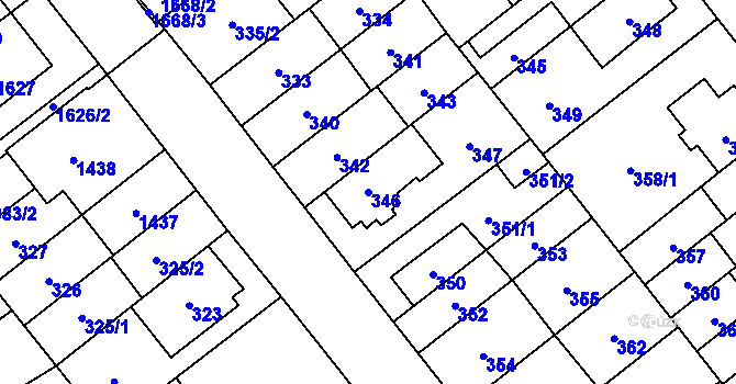 Parcela st. 346 v KÚ Medlánky, Katastrální mapa