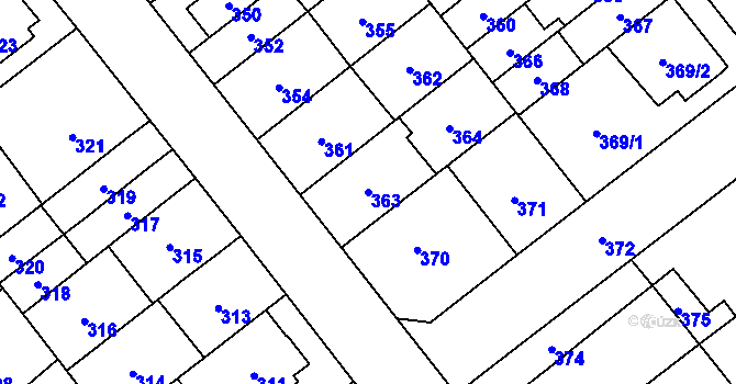 Parcela st. 363 v KÚ Medlánky, Katastrální mapa