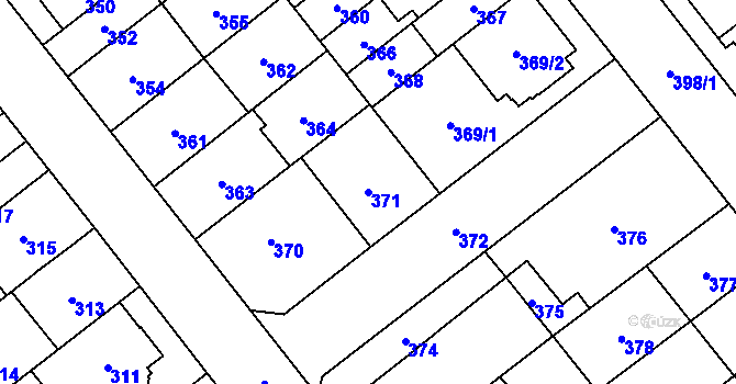 Parcela st. 371 v KÚ Medlánky, Katastrální mapa