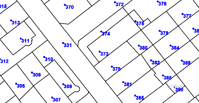 Parcela st. 373 v KÚ Medlánky, Katastrální mapa