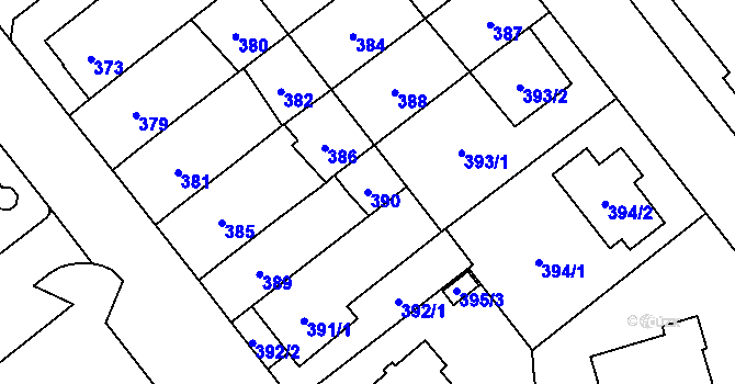 Parcela st. 390 v KÚ Medlánky, Katastrální mapa