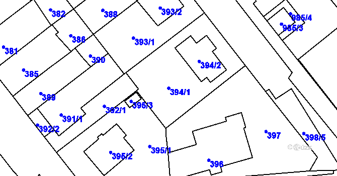 Parcela st. 394/1 v KÚ Medlánky, Katastrální mapa