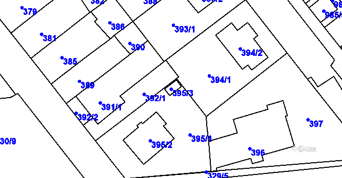 Parcela st. 395/3 v KÚ Medlánky, Katastrální mapa