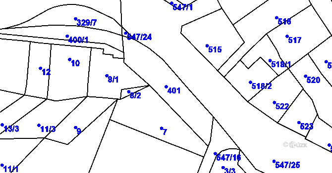 Parcela st. 401 v KÚ Medlánky, Katastrální mapa