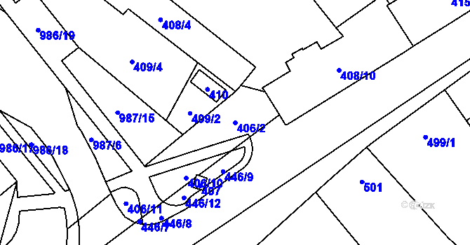 Parcela st. 406/2 v KÚ Medlánky, Katastrální mapa