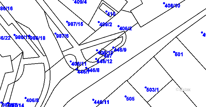 Parcela st. 407 v KÚ Medlánky, Katastrální mapa