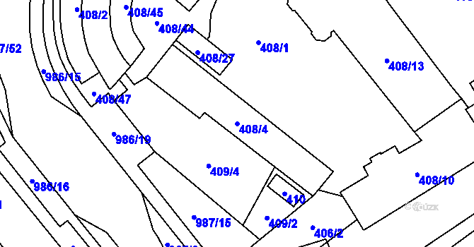 Parcela st. 408/4 v KÚ Medlánky, Katastrální mapa