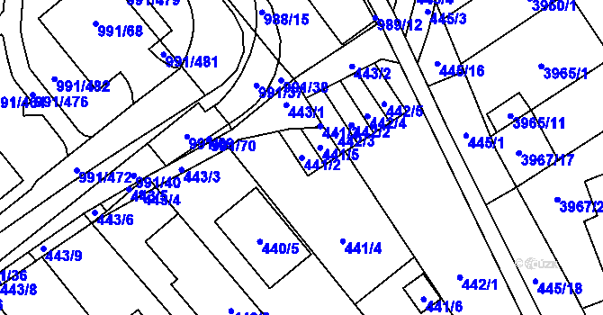 Parcela st. 441/2 v KÚ Medlánky, Katastrální mapa