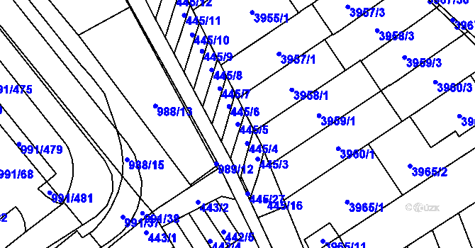 Parcela st. 445/5 v KÚ Medlánky, Katastrální mapa