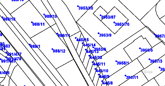 Parcela st. 445/14 v KÚ Medlánky, Katastrální mapa