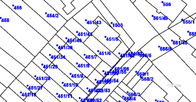 Parcela st. 451/6 v KÚ Medlánky, Katastrální mapa