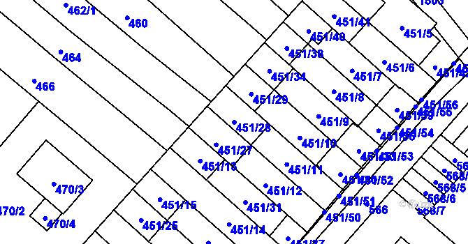 Parcela st. 451/28 v KÚ Medlánky, Katastrální mapa