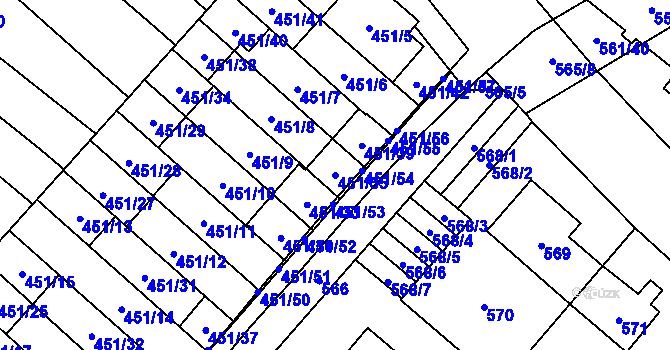 Parcela st. 451/35 v KÚ Medlánky, Katastrální mapa