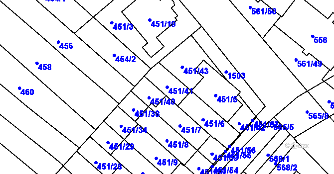 Parcela st. 451/41 v KÚ Medlánky, Katastrální mapa