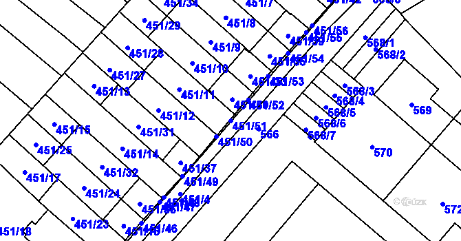 Parcela st. 451/51 v KÚ Medlánky, Katastrální mapa