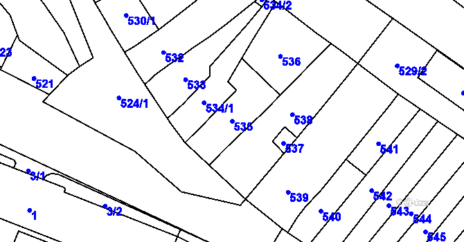 Parcela st. 535 v KÚ Medlánky, Katastrální mapa