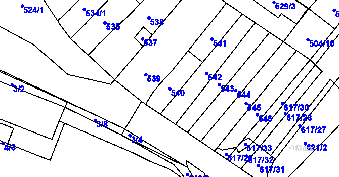 Parcela st. 540 v KÚ Medlánky, Katastrální mapa