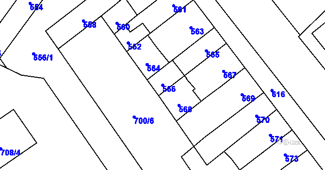 Parcela st. 566 v KÚ Medlánky, Katastrální mapa