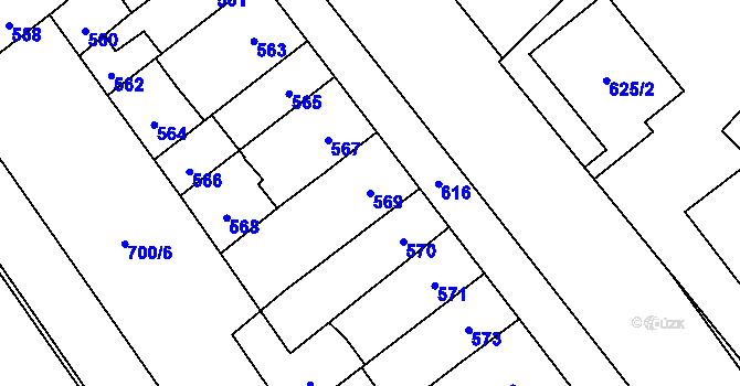 Parcela st. 569 v KÚ Medlánky, Katastrální mapa