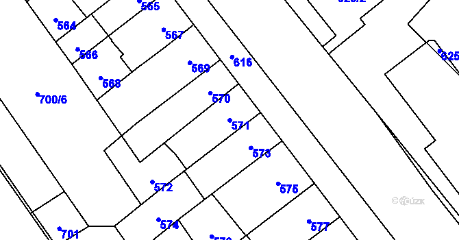 Parcela st. 571 v KÚ Medlánky, Katastrální mapa