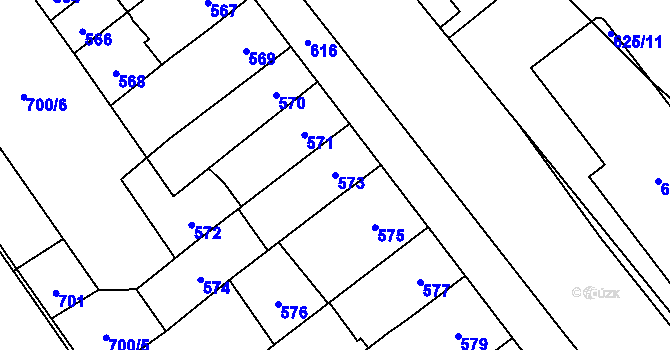Parcela st. 573 v KÚ Medlánky, Katastrální mapa