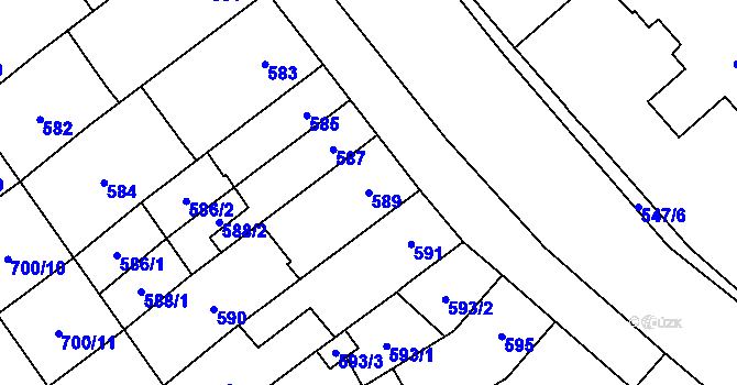 Parcela st. 589 v KÚ Medlánky, Katastrální mapa