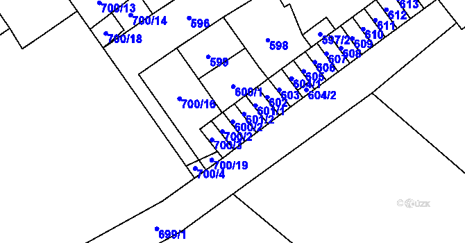 Parcela st. 600/2 v KÚ Medlánky, Katastrální mapa