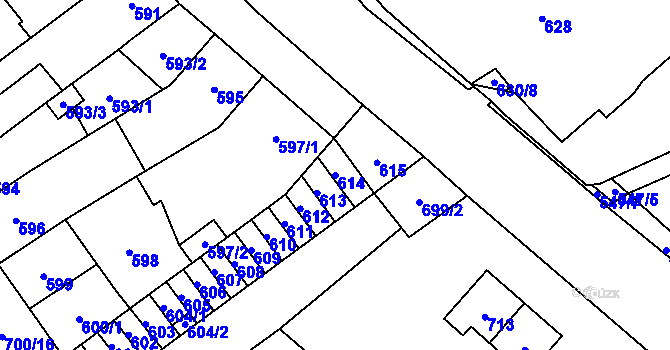 Parcela st. 614 v KÚ Medlánky, Katastrální mapa
