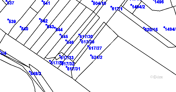 Parcela st. 617/27 v KÚ Medlánky, Katastrální mapa