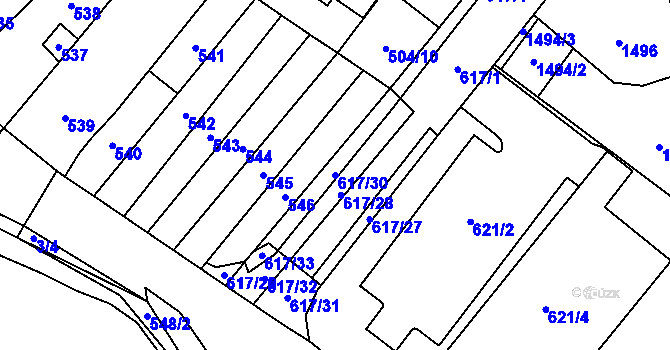 Parcela st. 617/30 v KÚ Medlánky, Katastrální mapa