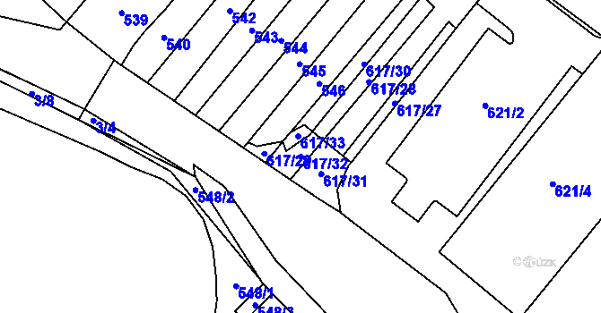 Parcela st. 617/32 v KÚ Medlánky, Katastrální mapa